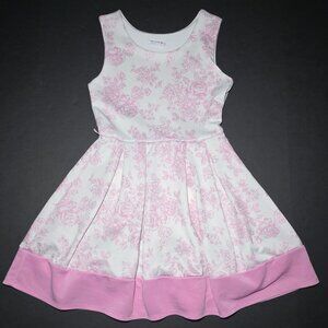 Knit Works Youth Girls White and Pink Rose Floral Pattern Dress Size 12